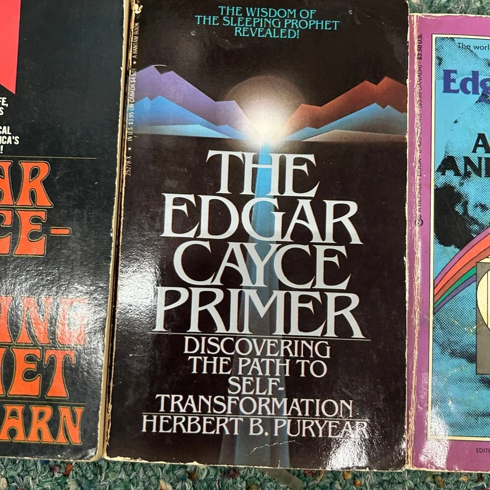 Edgar Cayce Vintage Paperback 3 Books Black Purple Metaphysical New Age Occult
